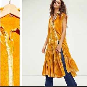 Free People On My Mind Velvet Maxi Top Gold NWT S